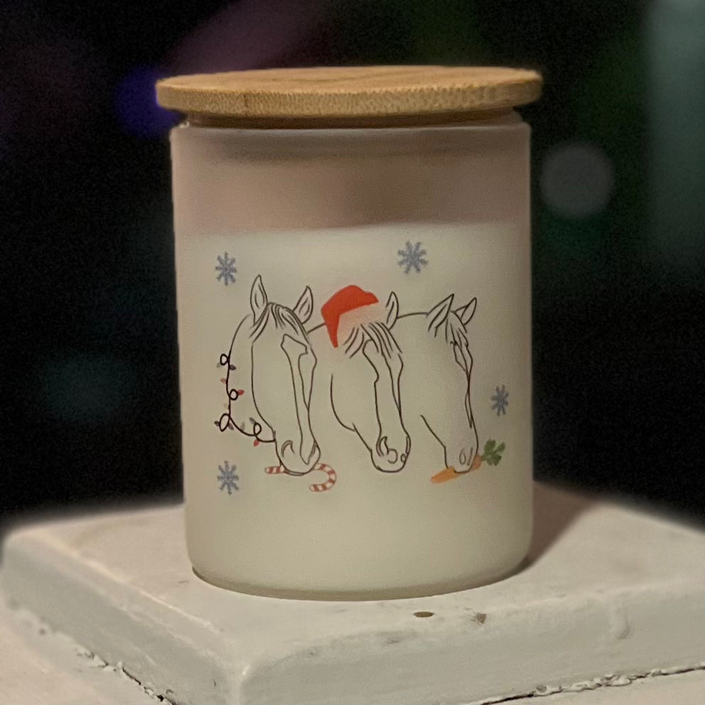 Frosted Glass 10oz HOLIDAY HORSE HEADS
