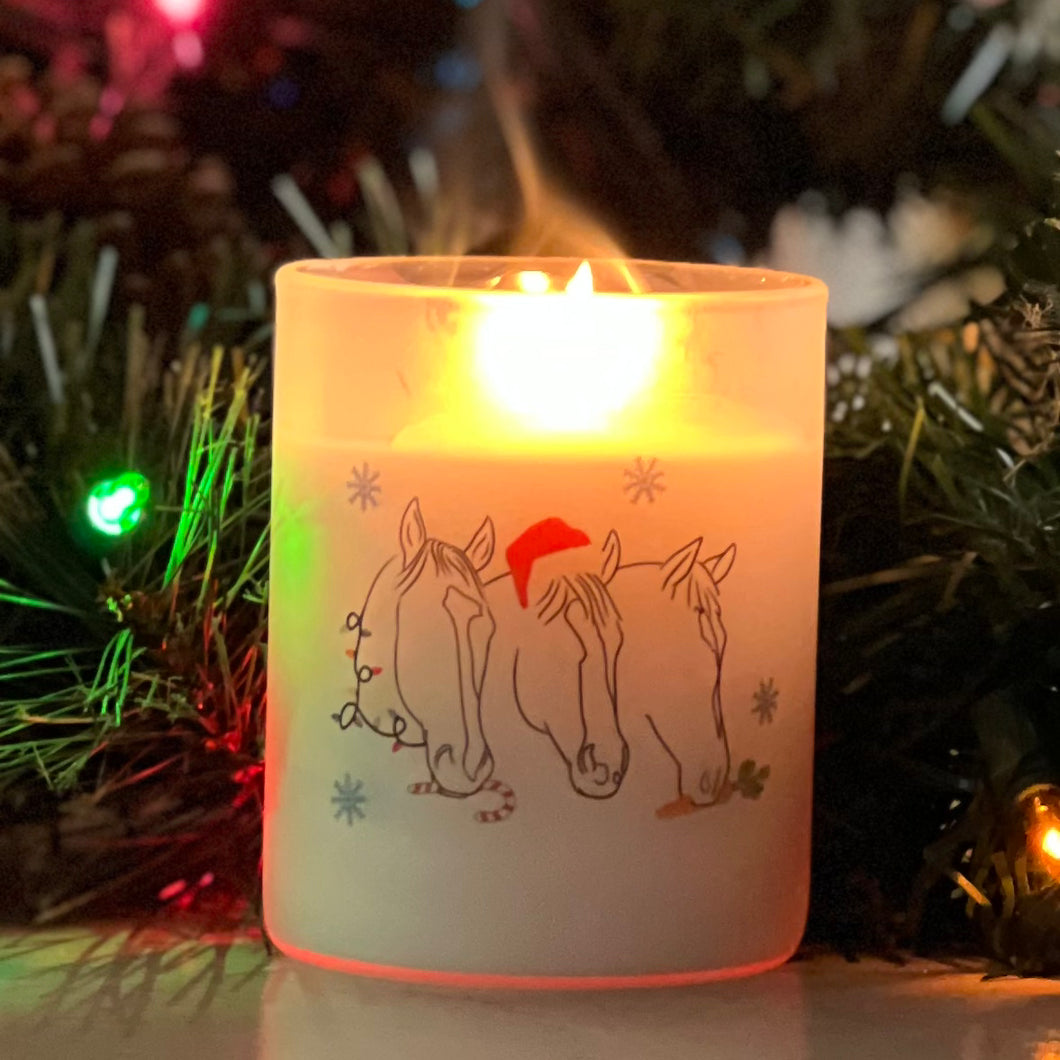 Frosted Glass 10oz HOLIDAY HORSE HEADS