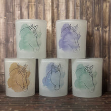 Load image into Gallery viewer, 10 oz Frosted Rocks Glass - Watercolor horse design
